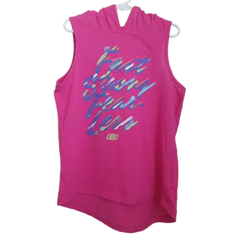 Skechers Active "Fast Strong Fear Less" Girl's Hoodie Tank Top. Sz 7-8.
